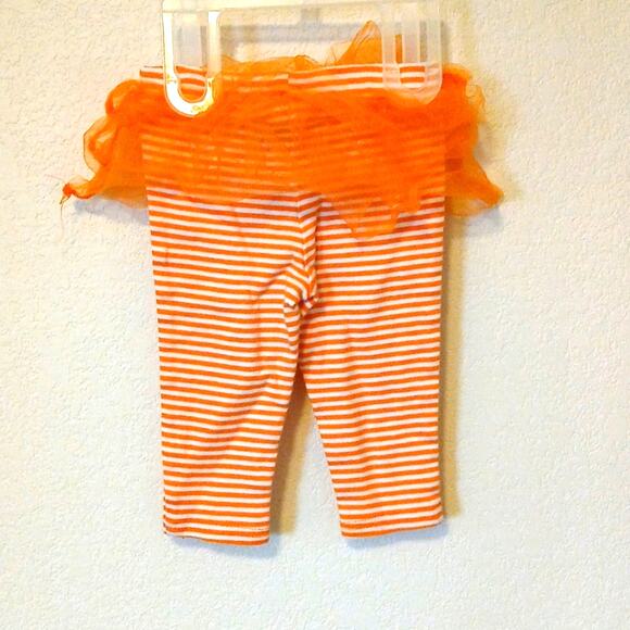 Carter's Baby 6M Orange Striped Legging With Tulle Skirt - Picture 2 of 4